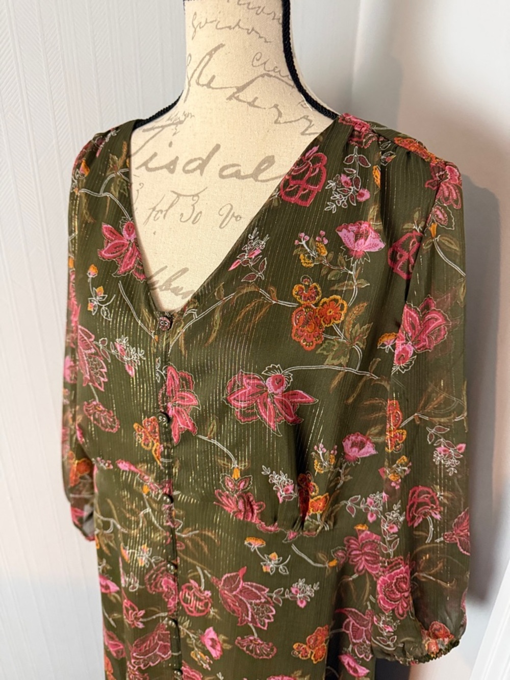 Talbots 16W Like New MIDI DRESS - GRACEFUL FLORAL Fit and Flare Dress - Picture 7 of 8
